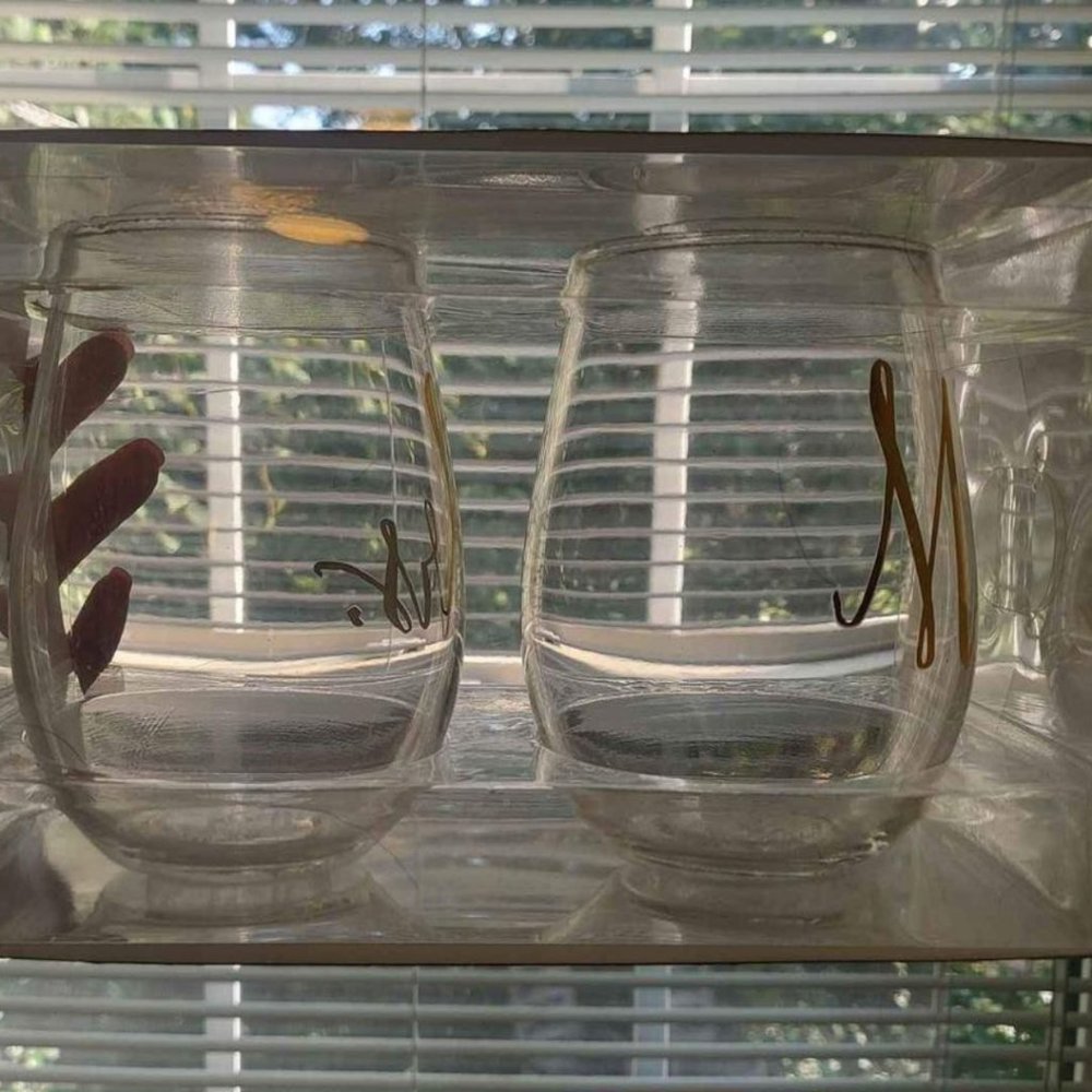 Mr & Mrs Stemless Wine Glasses